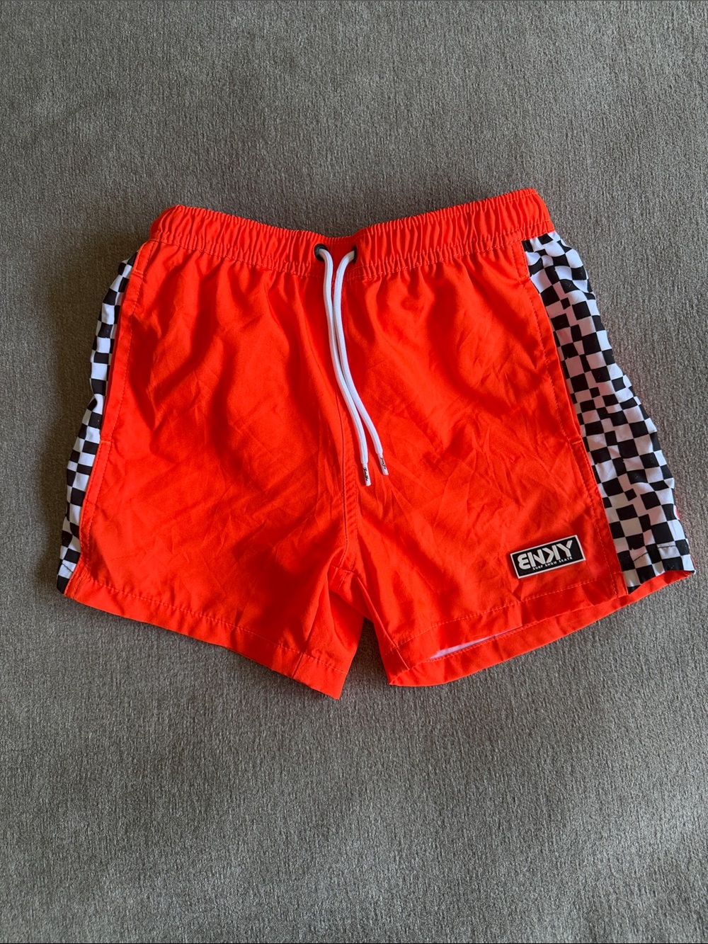 BinkyBro Neon Orange Racer Check Swim Shorts